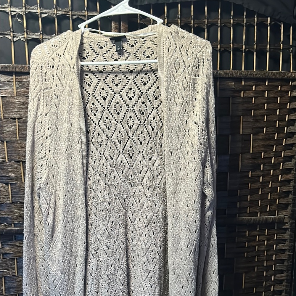 Women's Beige Open-Knit Sweater